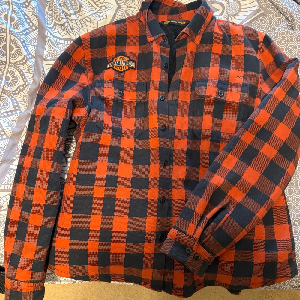 Harley-Davidson Red and Black Plaid Sherpa-Lined Jacket